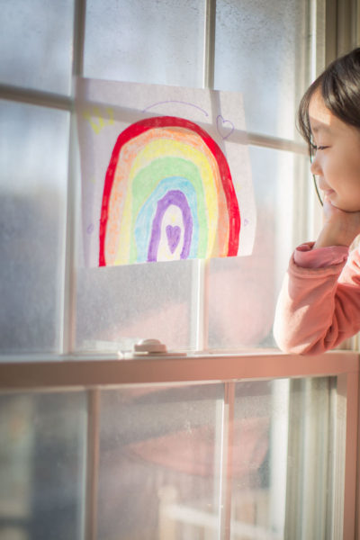 put the rainbow on the window to show respect to the essential workers