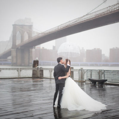 rainy Wedding Photo in Brooklyn New York