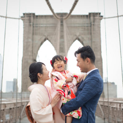 ブルックリン橋で七五三撮影：Kimono portrait on Brooklyn Bridge