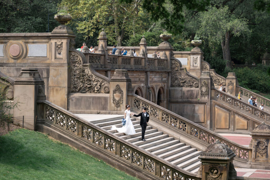 ニューヨークの前撮り|ウェディグフォト/セントラルパークのベセスダテラスにて。