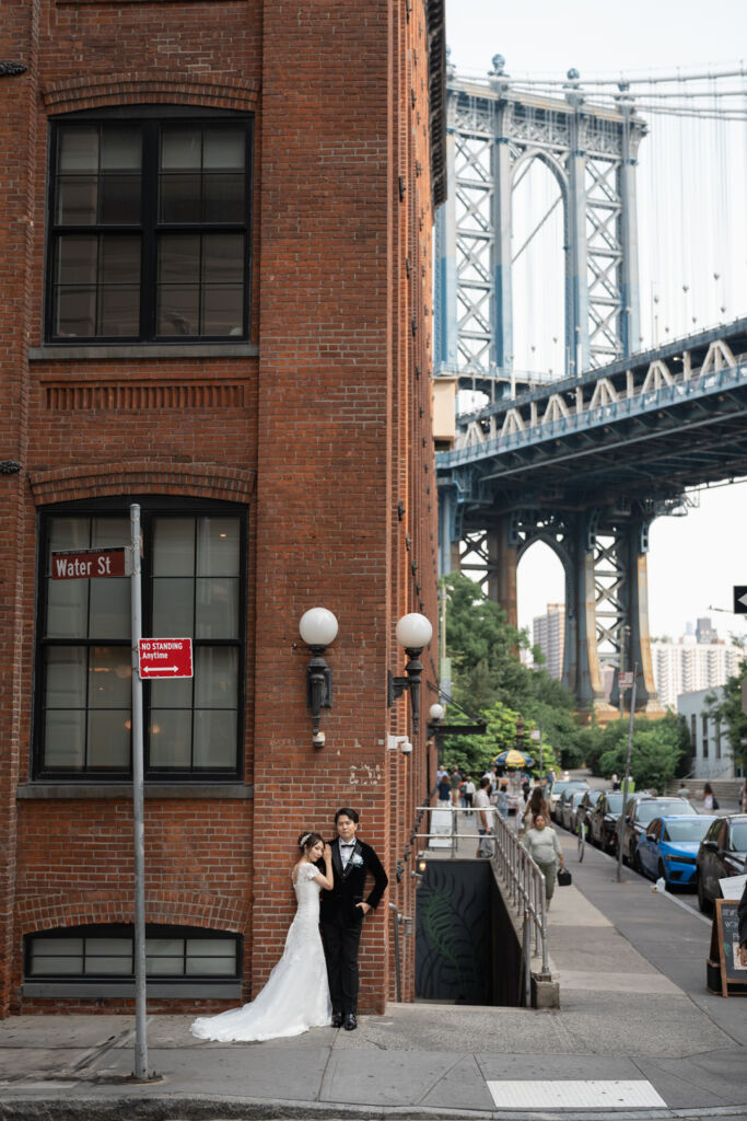 ニューヨークの前撮り|ウェディングフォト/マンハッタンブリッジを背景に。