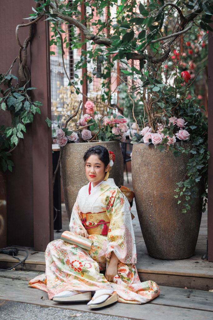 ニューヨークで成人式フォト/NOMO Sohoの食ブルに囲まれったエントランスにて。