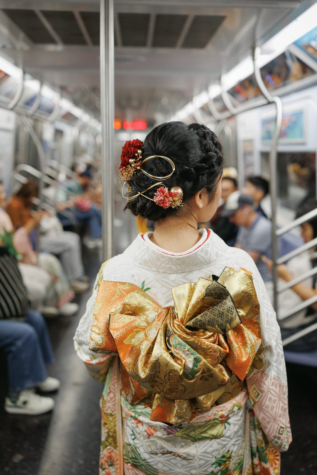 ニューヨークで成人式フォト/豪華なヘアアレンジと帯結び。