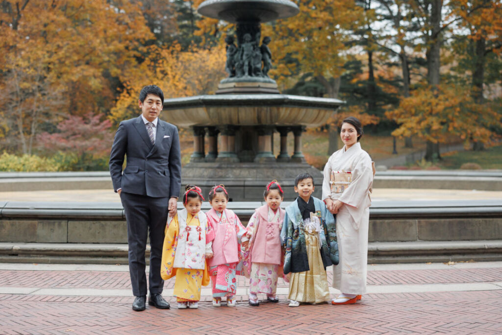 ニューヨークで七五三フォト/ベセスダテラスでお着物姿。