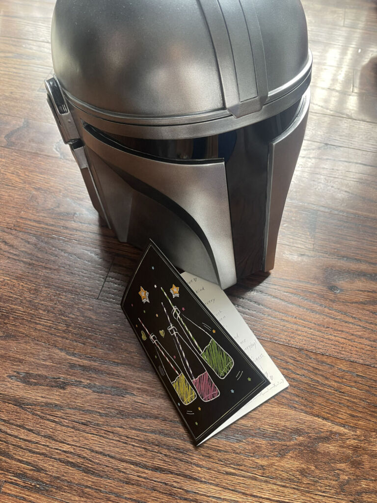 message card and StarWards helmet