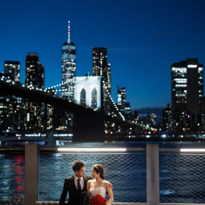 ニューヨークの夜景に包まれて後撮りウェディングフォト