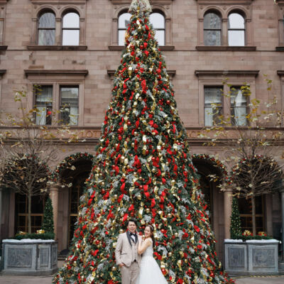 サンタがほほえむニューヨークのクリスマス前撮り
